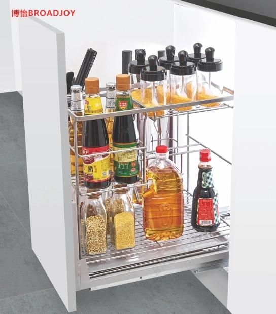 Soft-Closing Pull out Kitchen Cabinets Drawer Season Kitchen Wire Storage Oil Sauces Chopping Board Drawer Baskets Slide out Spice Holder Rack