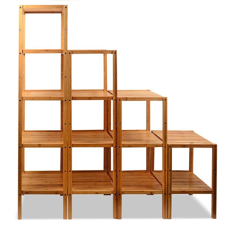 Customized Bamboo Wooden Cabinet Office Bathroom Accessories Flower Display Racking