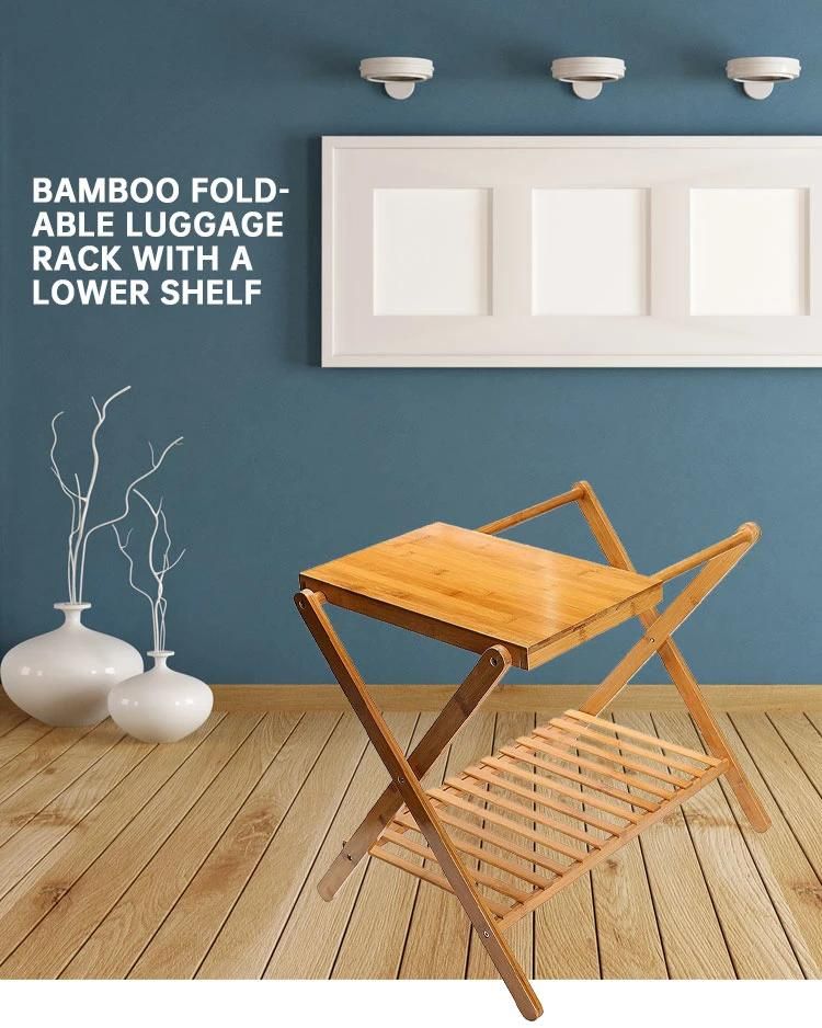 Multifunction Bamboo Folding Hotel Luggage Rack with a Lower Shelf, Buy Luggage Rack From China