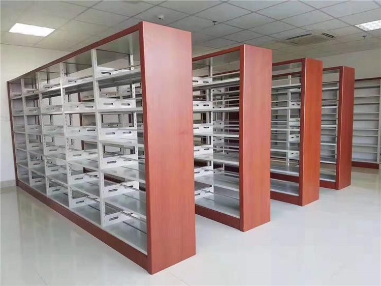 High Quality Metal Wooden Library Furniture Steel Bookshelf