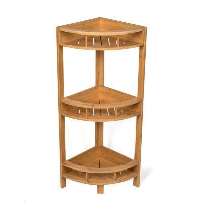 Custom 3 Tier Bamboo Bath Storage Rack Towel Shelf Bathroom Corner Storage Plant Flower Rack Organizer