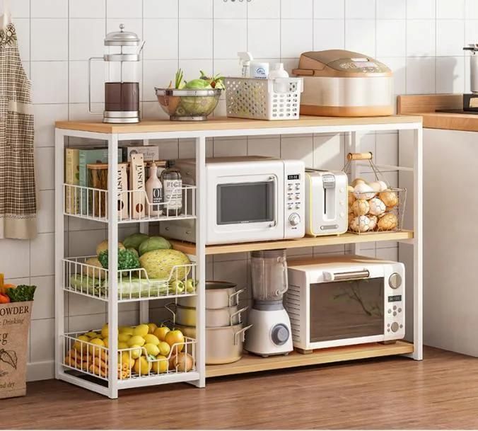 Kitchen Storage Rack Floor Multi-Layer Microwave Oven Rack Multi-Function Storage Cabinet Vegetable Storage Rack