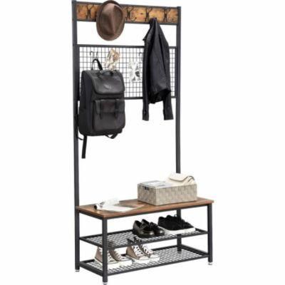 Multi Layer Steel Wooden Display Bench Hanging Bag Clothing Shoes Racks