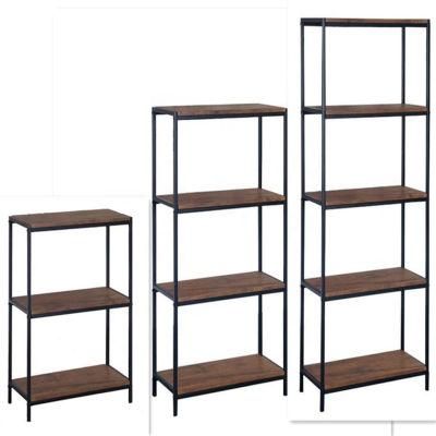 Living Room Furniture Simple Metal and Wood Bookshelf