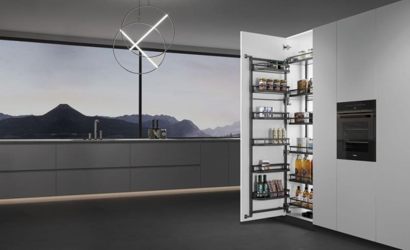 Dark Grey Kitchen Accessory Pull out Half Tandem Storage Rack
