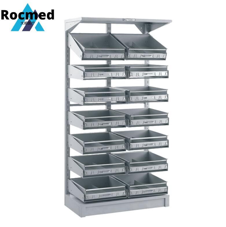 China Mnufacturer Price Double-Sided or Single Side Adjustable Powder Steel Medicine Shelf Storage Rack for Hospital Pharmacy