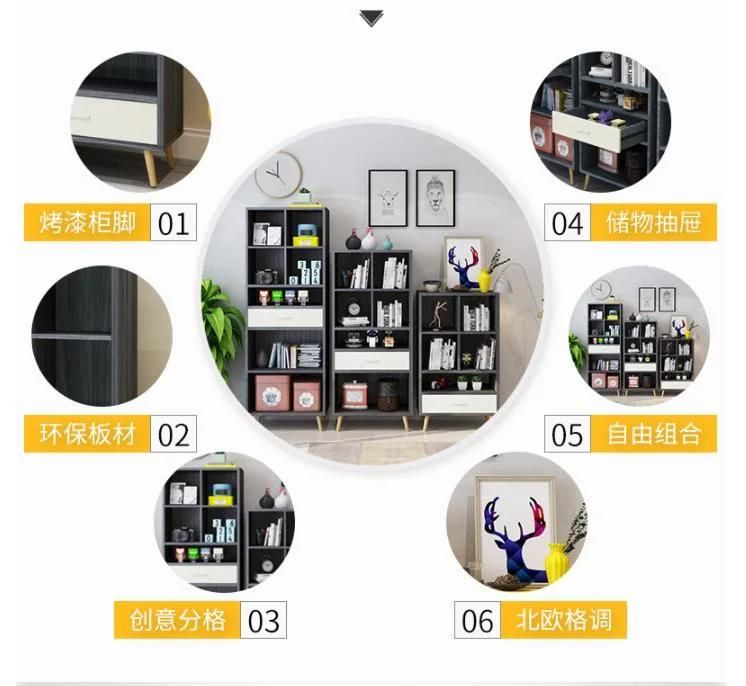 Bookshelf Floor-to-Ceiling Household Bookcase Simple Shelf Free Assembly Simple Japanese-Style Living Room Small Bookshelf