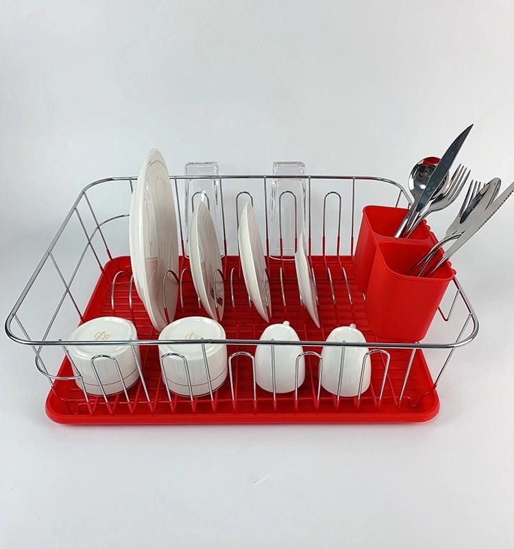Dish and Cups Storage Rack with Utensil Holder & Tray