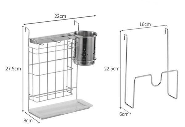 2 Tier Metal Kitchen Rack with Silverware Holder Countertop Organization Shelf