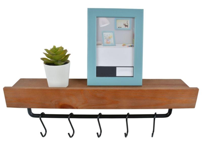 Walnut Color Modern Floating Wall Ledge Shelf for Books Pictures and Frames 17 Inch