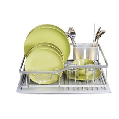 Powder Coated Stainless Steel Kitchen Dish Drying Rack with Drain Tray