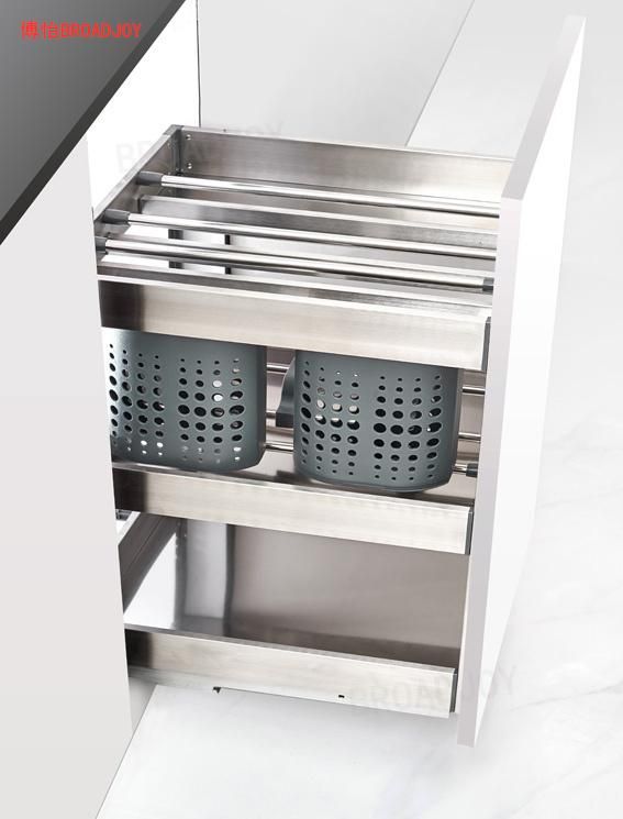 Kitchen Cupboard Stainless Steel Cabinet Storage Drawer Basket Holder Rack for Organizing Kitchenware Tableware and Seasoning Sauces Bottles