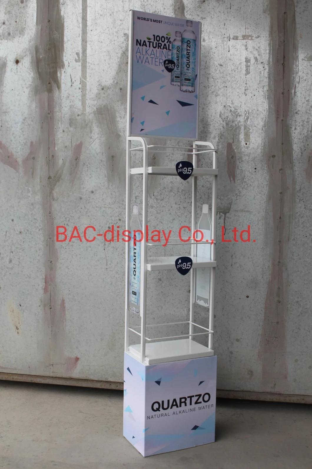 Water Bottle Metal Advertising Display Rack for Gas Station Salling