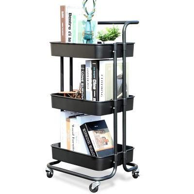 Practical 3 Layers Colorful Storage Rack for Hotel Household Bathroom Kitchen Trolley with Wheel