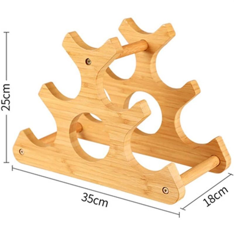 Bamboo Freestanding Red Wine Rack Shelf Custom Shape Wooden Wine Display Rack