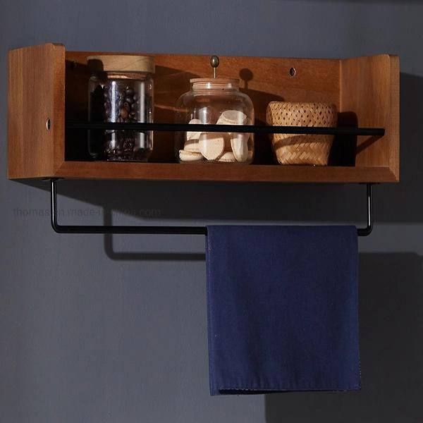 Wall Mounted Wooden Spice Rack for Kitchen Storage