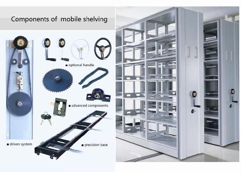 Manual Mobile File Shelving Movable Compact Filing Shelves Office Bookshelf
