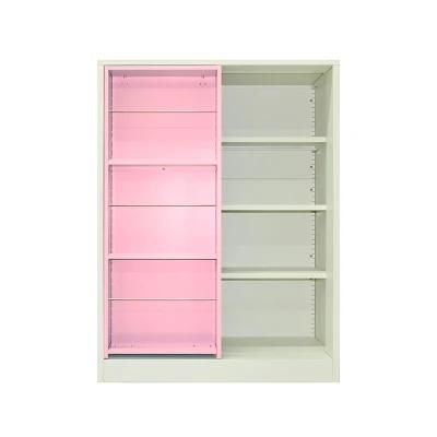 Living Room Shelves Book Shelf Bookcase Metal Bookcase with Sliding Doors