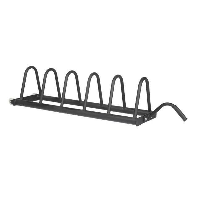 , Multilevel Horizontal Storage with Two Slots, Handle and Wheels High Capacity 800lbs Horizontal Barbell Bumper Plate Rack