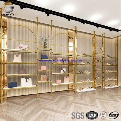Ef958 Foshan Factory Gold Price Home Living Room Decoration PVD Stainless Steel Customized Metal Book Shelf