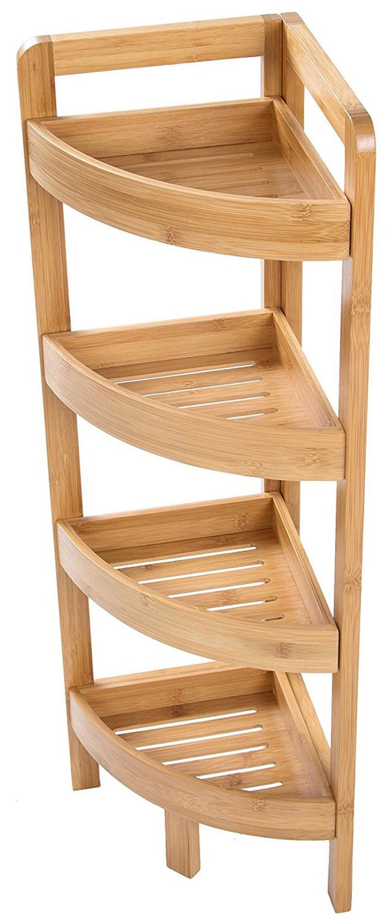 Multi-Functional Bathroom Rack Bamboo Corner Storage Racks 4-Layer Natural