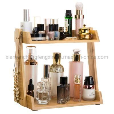 Makeup Organizer, Cosmetic Storage Display Shelf with 2 Layers, Assemble Easily, Fits Different Cosmetics and More, Bamboo