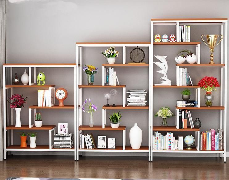 Wooden Shelves Library Living Room Storage Bookshelf