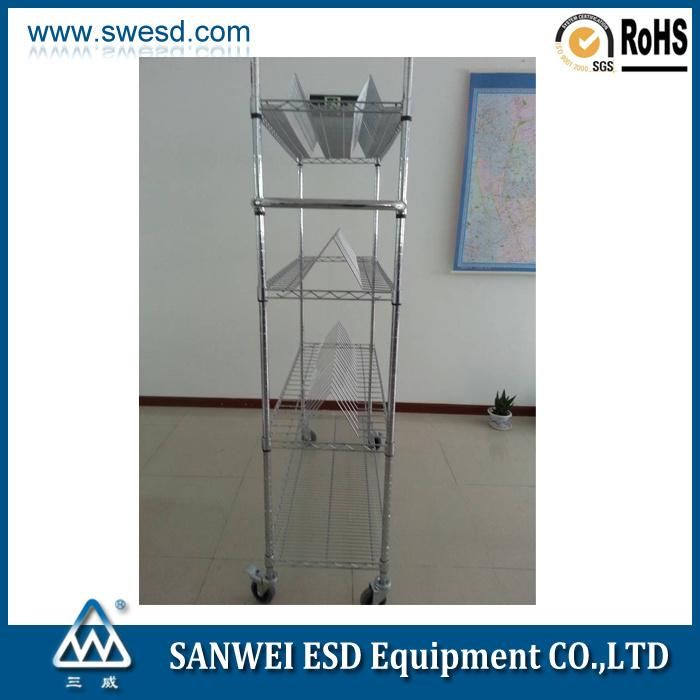 ESD PCD Wire Storage Rack Shelf with Wheels Metal Chrome Wire Shelving