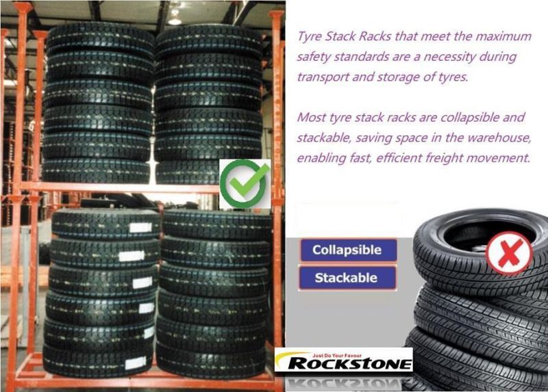 Powder Coating Folding Warehouse Storage Metal Tire Rack for Sale