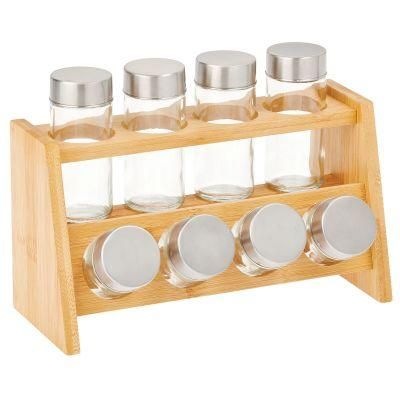 Bamboo Kitchen Cabinet Free-Standing Bamboo Countertop Spice Rack Storage Organizer Shelf