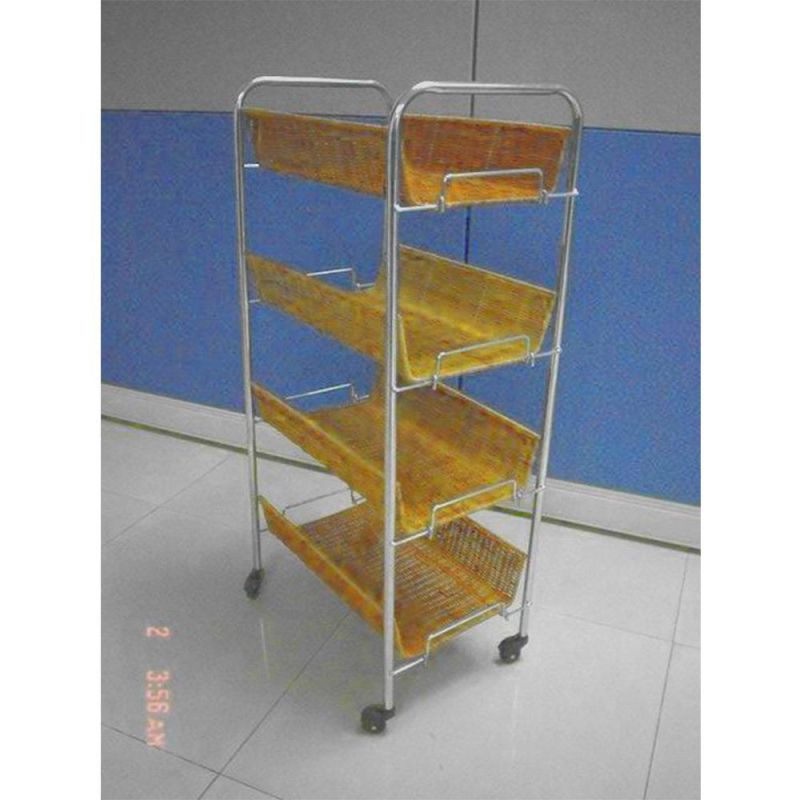 Wicker Rolling Cart Utility Cart Rattan Rack Detachable Rack