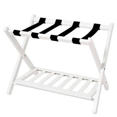 Wall Saver Wood Folding Luggage Rack with Shelf (WhiteWall Saver)