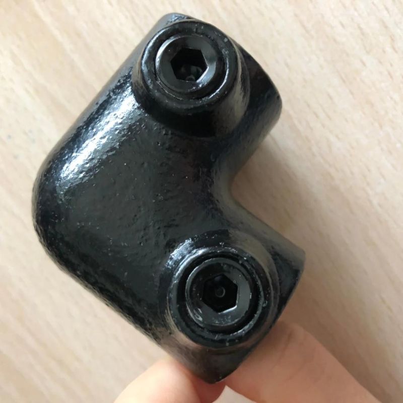 High Quality Black Malleable Iron Threadless 90 Degree Elbow Key Clamps Pipe Fittings for Table Legs and Handrails