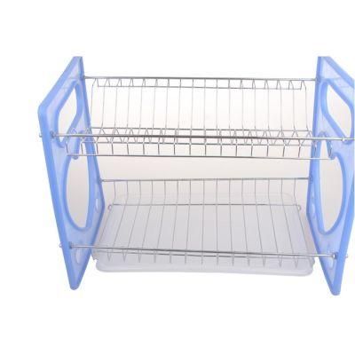 2 Layers Metal Wire Kitchen Dish Rack Plastic Board