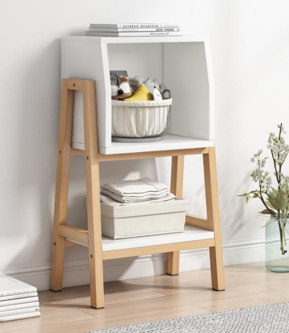 Solid Wood Shelf Floor Small Bookshelf Storage Rack