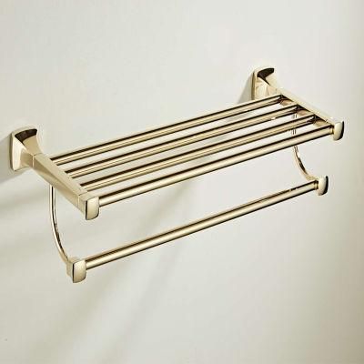 Wall Mount Stainless Steel Gold Towel Shelf Bathroom Rack