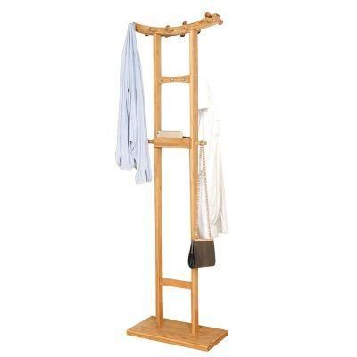 Floor Shelf Multifunctional Bathroom Storage Organizer Rack Stand Bamboo Coat Rack