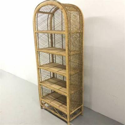 Movable Rattan Shelf Display Rack