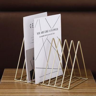 Simple Metal Triangle Shelf Bookshelf Living Room Study Storage Decorative Book Vertical Rack