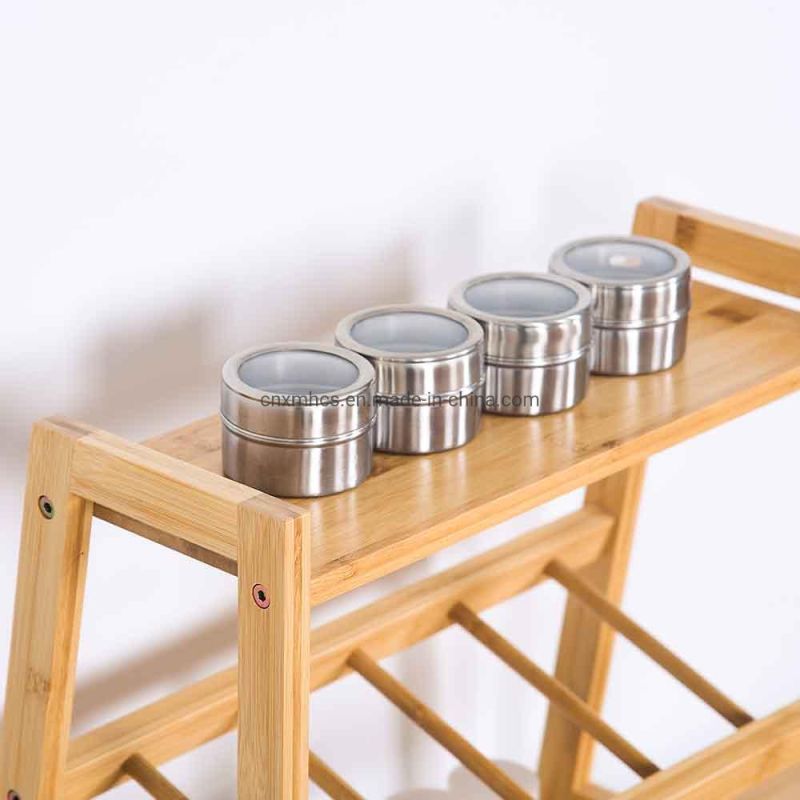 3-Tier Spice Rack Organizer Kitchen Shelves Wooden Storage Shelves Standing Bamboo Countertop Spice Rack Drying Plate Rack Dish Rack