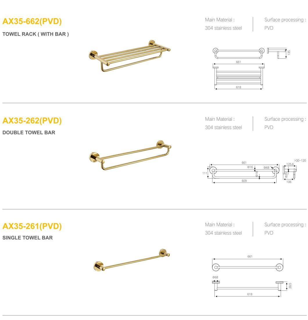 Kitchen Bathroom Double Towel Shelf Rack Holder Rose Gold Towel Bar