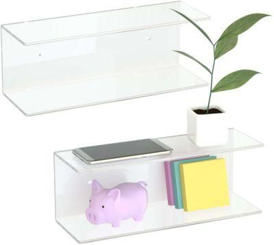 2 Tiers Acrylic Wall Shelf for Displaying Makeup and Books