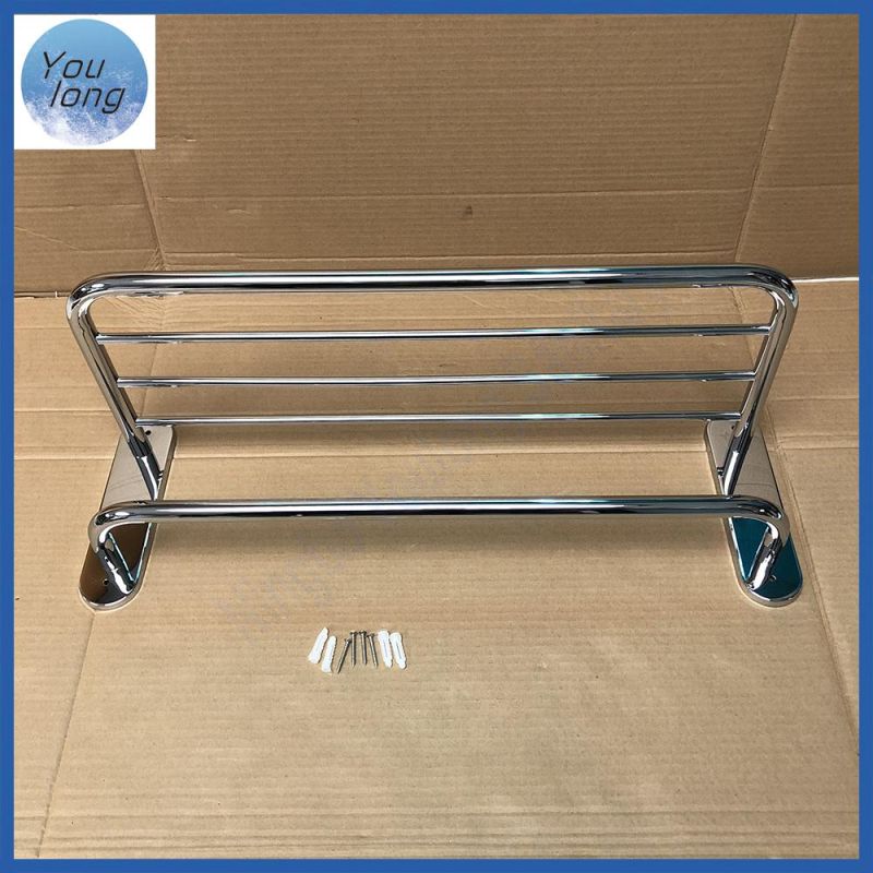 Stainless Steel Chrome Bathroom Lavatory Towel Rack Towel Shelf with Towel Bar