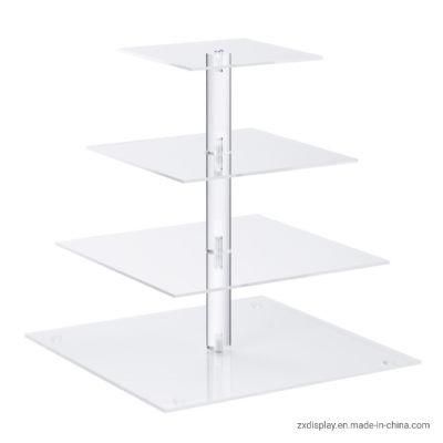 Stable Square 4 Layers Acrylic Cupcake Display Stand for Party
