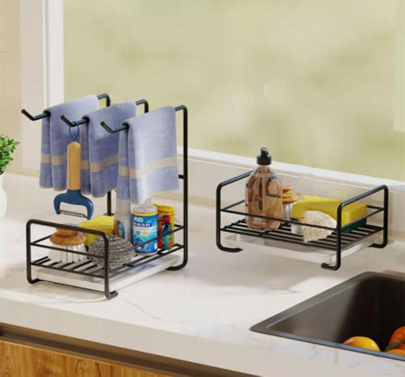 2022 New Hot-Sell Wall-Mounted Towel Holder Drain Shelf Kitchen Sink Bathroom Organizer Rack