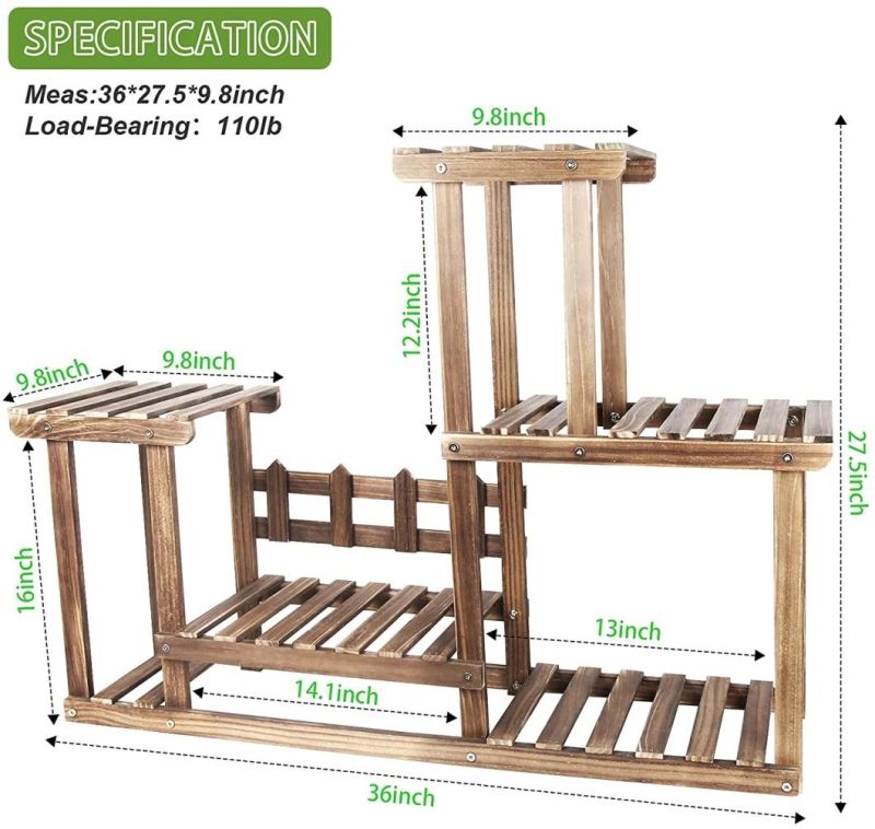 Wholesale Hot Sale New Design High Quality Garden Display Wooden Flower Pot Wood Plant Stand Shelf Planter Rack S