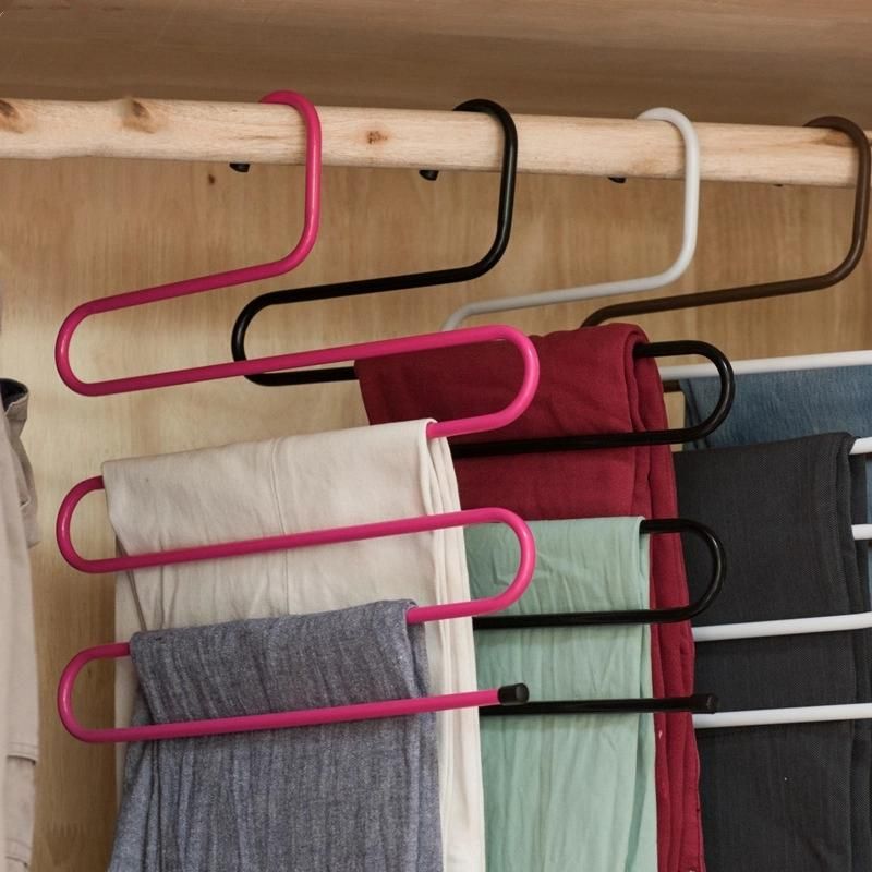 Multi-Layer Magic Non-Slip S-Shaped Stainless Steel Storage Multifunctional Pants Rack