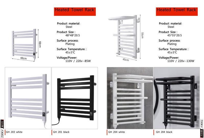 Wall Mounted Towel Warmer Dryer Rack for Bathroom Black Stainless Steel Towel Radiator Electric Heated Towel Rail