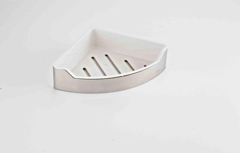 Bathroom Angular Single (AW-98121PW) Silver and White Shower Shelf