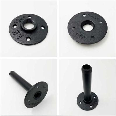 DN15 Pipe Fittings Retro Decor 1/2&quot; Malleable Cast Iron Floor Flange Shelving Brackets